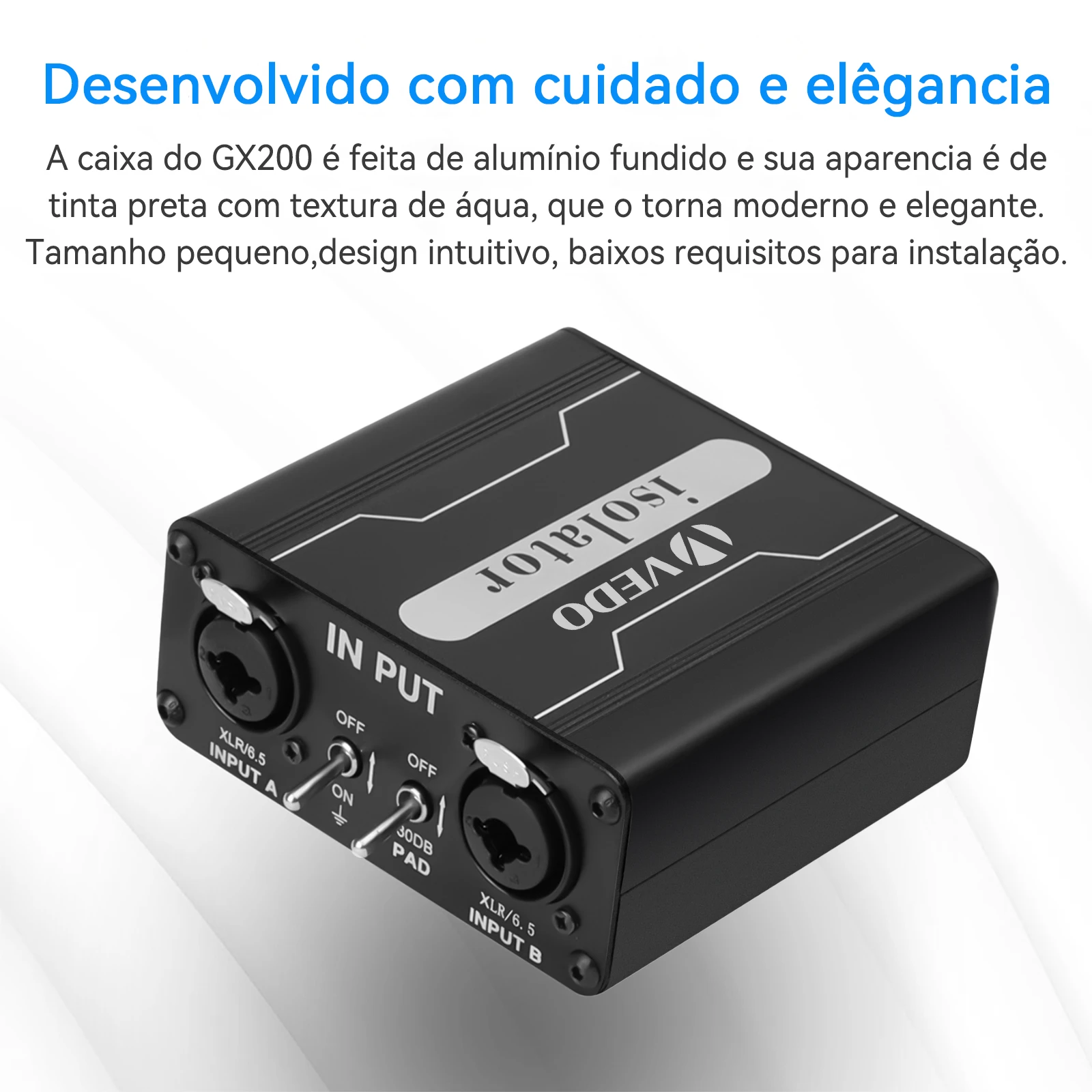 VEDO GX200 عازل الصوت ثنائي القناة 6.5 XLR خلاط عازل الصوت الحالي خلاط الضوضاء ميكروفون مرشح الأرض المشتركة