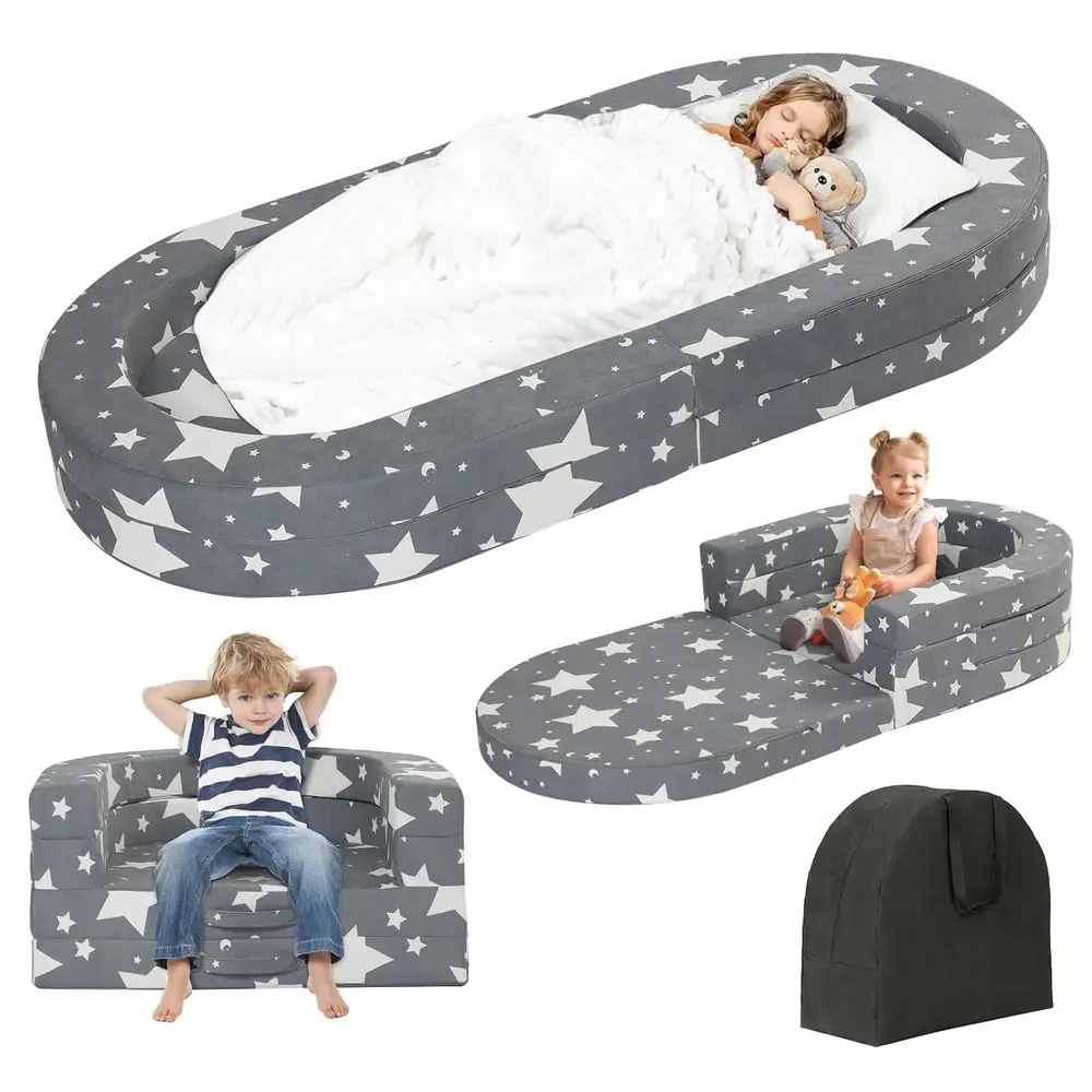 

Детская кроватка-трансформер, 3-в-1, портативный складной стульчик для малышей, мягкая напольная кровать-шезлонг из пены с моющимся чехлом, звезда