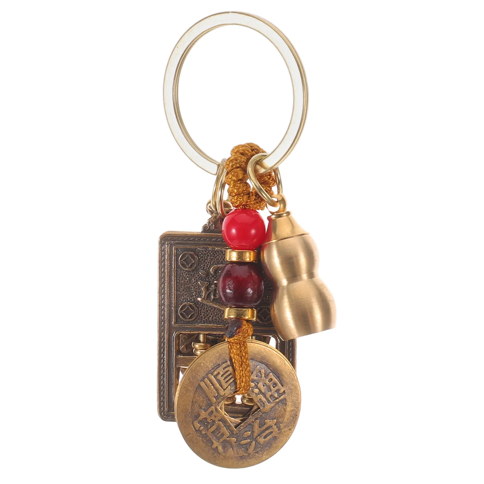 Chinese Zodiac Goat Keychain Gourd Abacus Brass Pendant Good Luck Charm Feng Shui Bag Hanging Ornament Gift