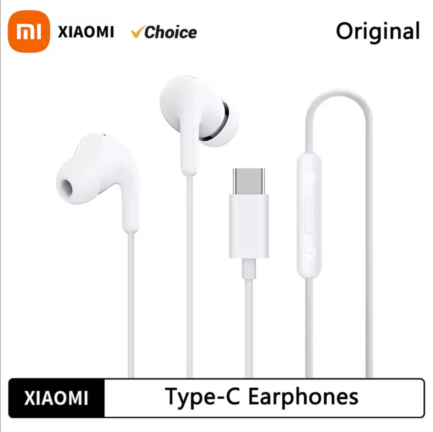 Original xiaomi tipo-c fone de ouvido à prova dwireless água com fio fones com microfone estéreo esportes para redmi poco huawei samsung