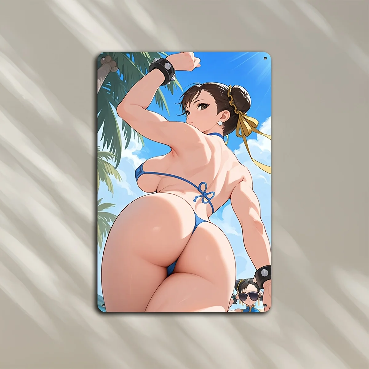 Metal Sign Featuring Chun-Li, Perfect for Decorating a Man Cave, Bar, Home, Cafes, Offices, Diners, Garages, Or Kitchens, Measur