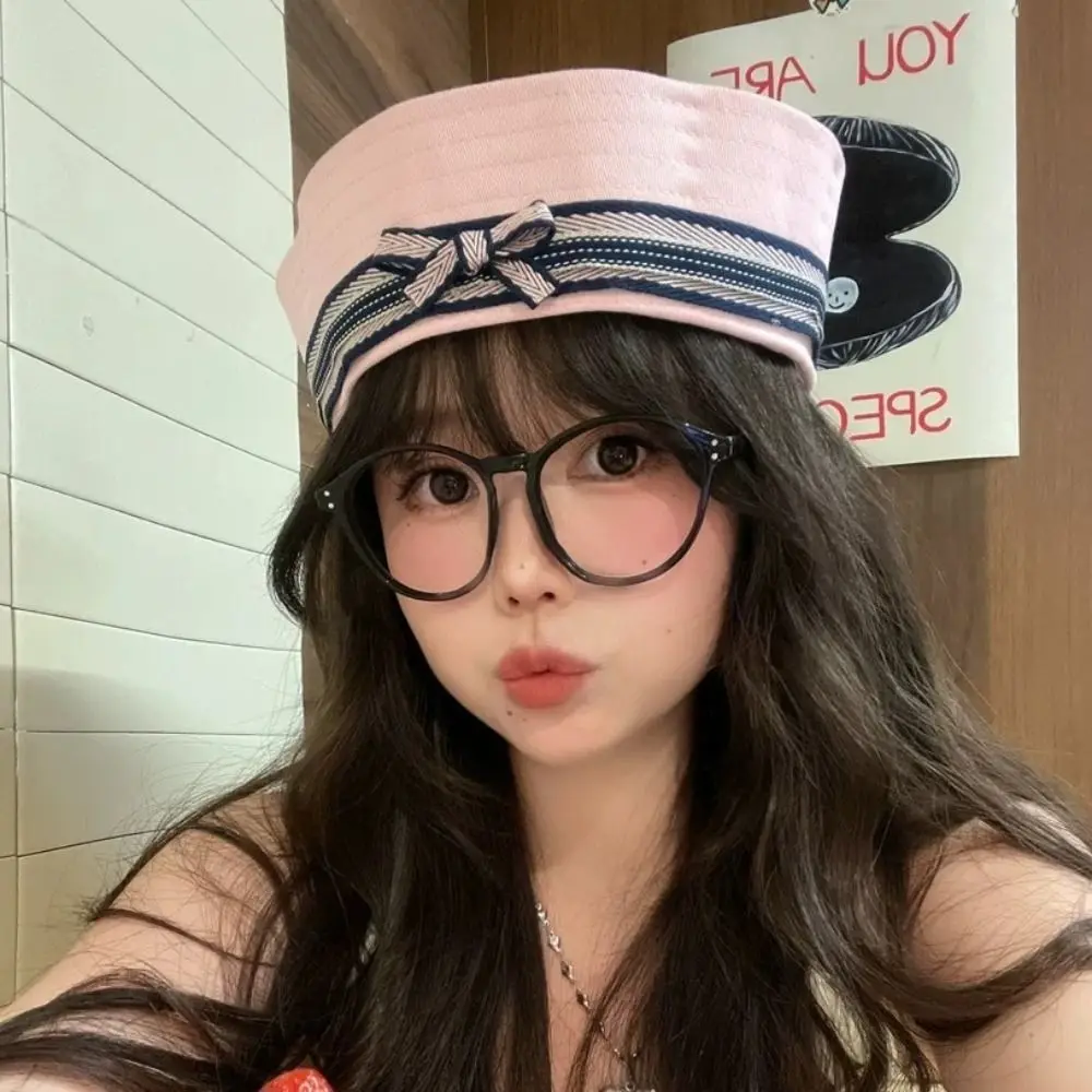 

Fashion Y2k Sailor Caps Harajuku Bow Lace Navy Hat Sweet JK Berets Spring Summer