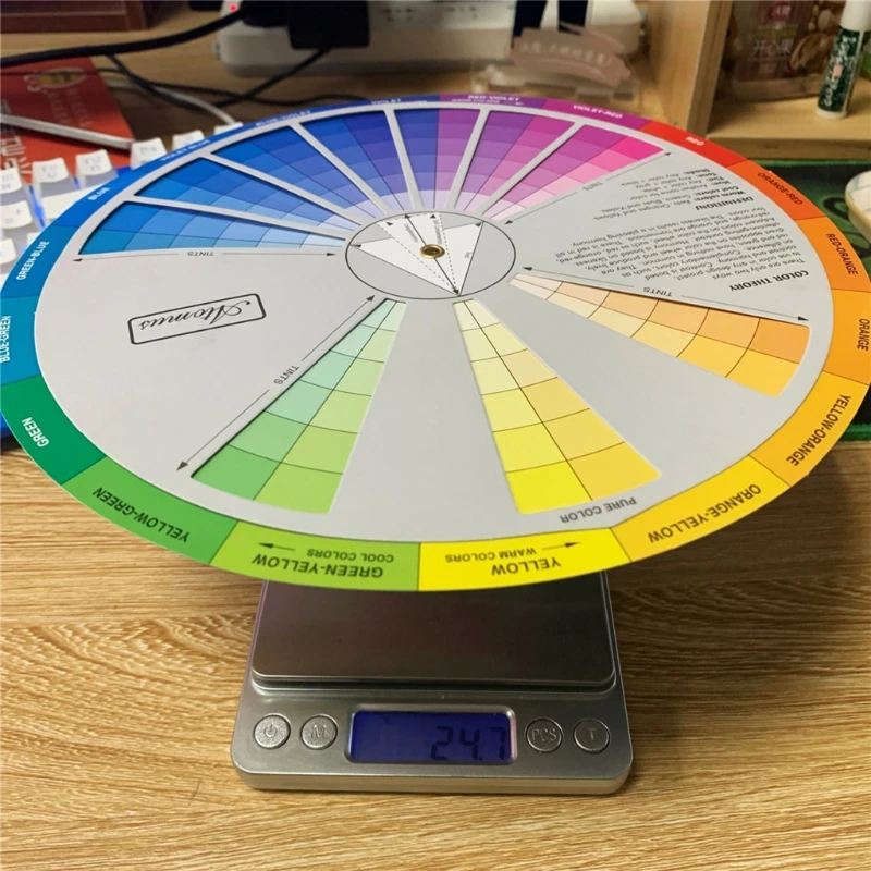 New Paper Card Design Color Mixing Wheel Chart Guidance Round Central Circle Rotates Pigment