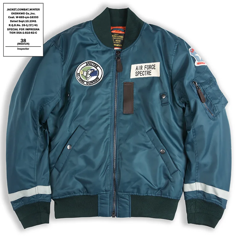 OKONKWO new logo MA-1 flight jacket_quilted wool thick ma1 waterproof jacket