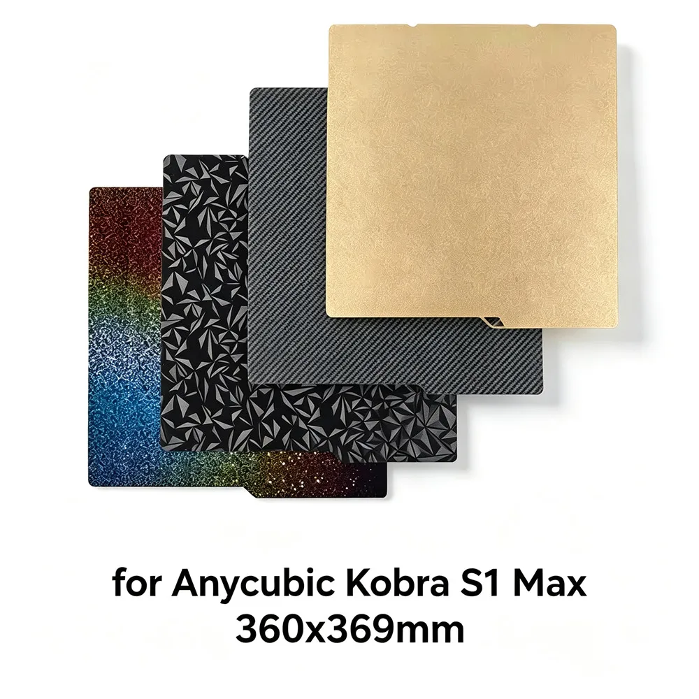 For Anycubic Kobra S1 MAX Build Plate 360x369mm Spring Steel Sheet PEI PEY PET PEO Dual Sided For Kobra S1 Max Accessories