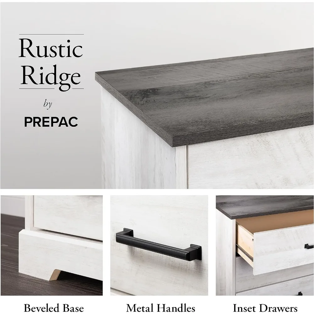 Rustic Ridge Farmhouse Chest, commode de chambre en bois avec 4 portes de rangement