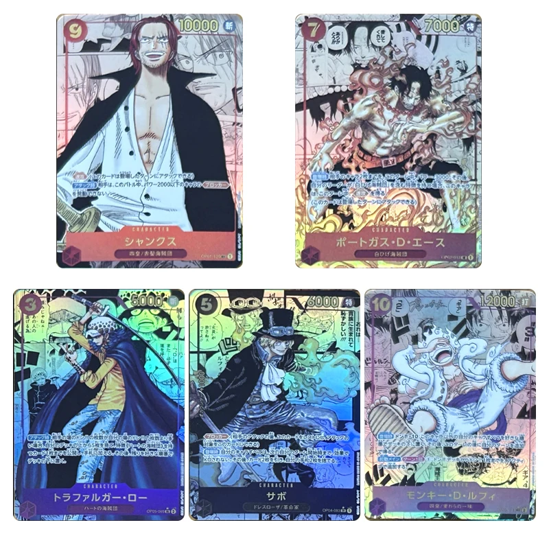 

One Piece Diy Signature Card Shanks Monkey D. Luffy Anime Characters Bronzing Collection Flash Card Cartoon Toys Christmas Gift