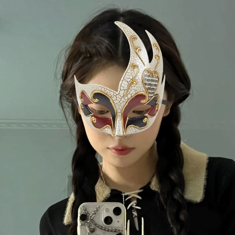 Vlammodellering Crack Masker Maskerade Masker Halloween Masker Feestmasker Halfgelaatsmasker Avond Proms Masker voor Vrouw Man