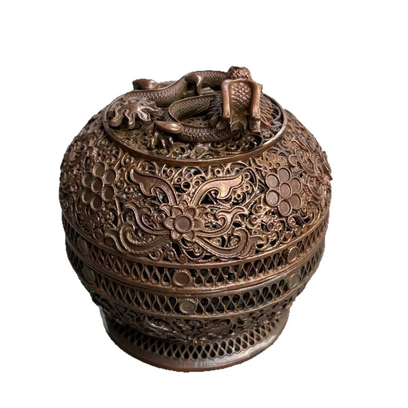 Handicraft Hollowed-Out Dragon-Covered Incense Burner Home Decorative Ornament