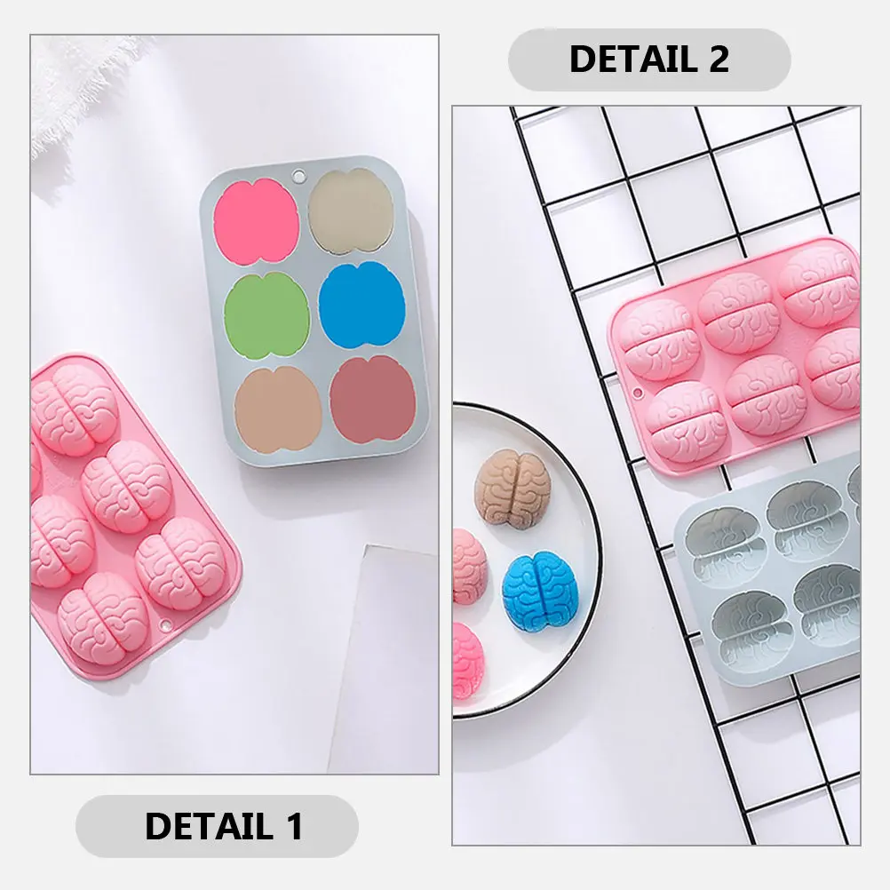 2Pcs Silicone Brain Mold Chocolate Flexible Candy Baking DIY Cake Fondant Mold Creative Silicone Baking Molds Kitchen Chocolate view 3