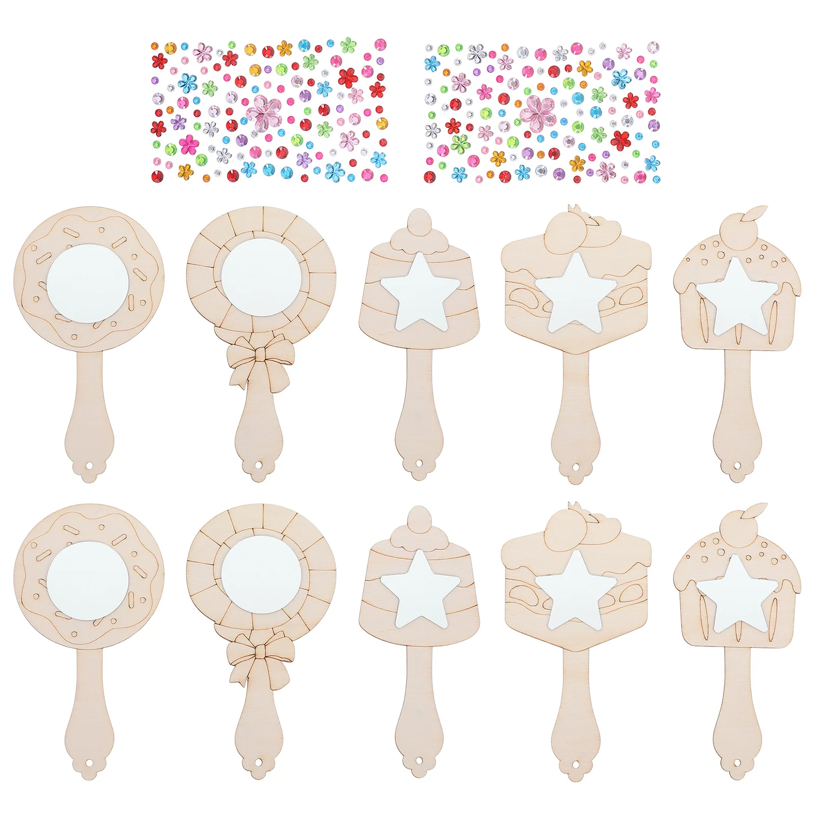 

1Set DIY Wooden Handheld Cake Mirror for Kids Paint Your Own Craft Kit Birthday Party Favors Art Activities Mirrors for Crafts