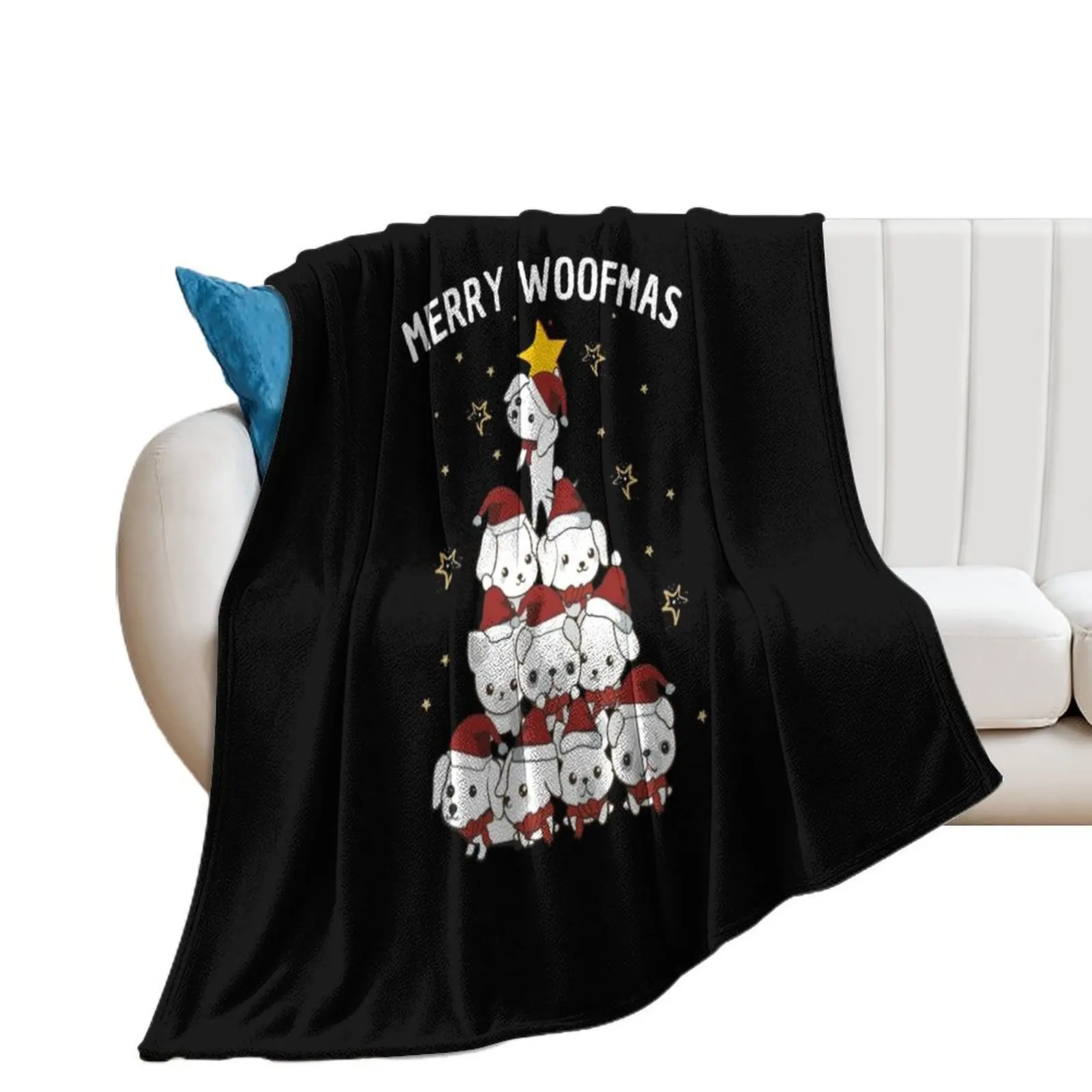 Merry Woofmas Dog Christmas tree with funny Santa puppies Throw Blanket Sofa Quilt heavy to sleep Blankets