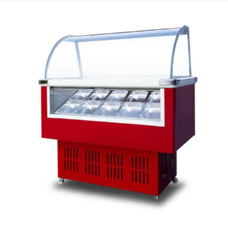 10 pan Hot sale Mini hard/soft ice cream Showcase / ice cream display freezer cabinet free shipping by sea
