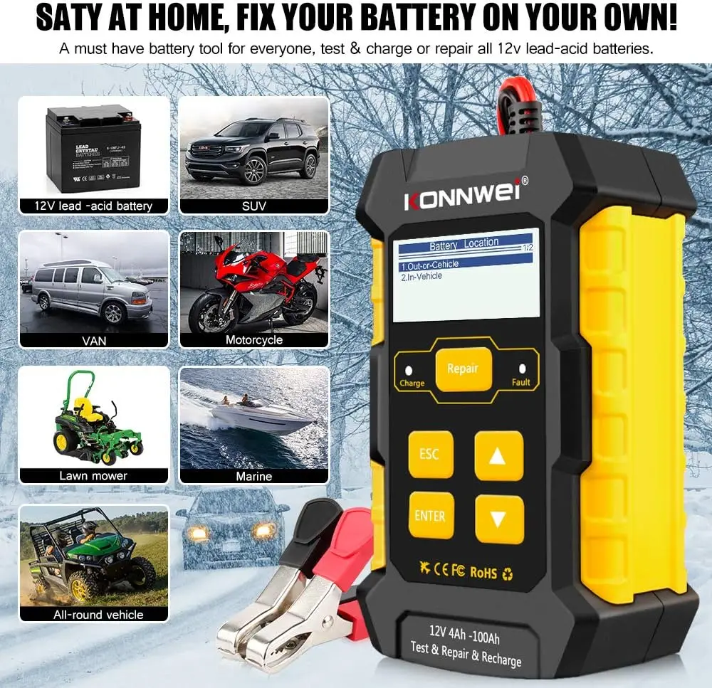 جهاز اختبار شاحن بطارية السيارة ، ماسح OBD2 ، KW510 ، KW850