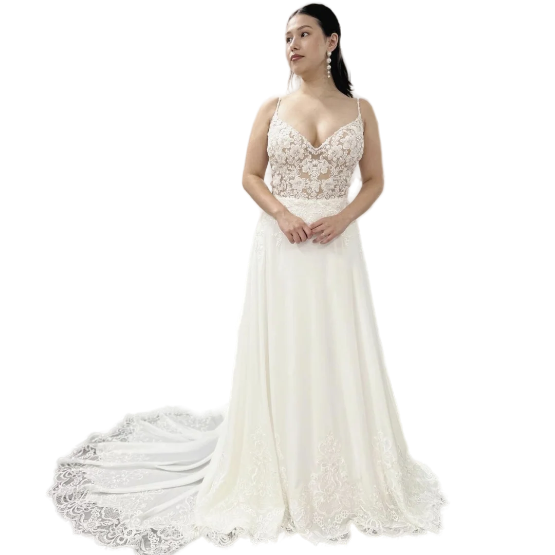 Civil Wedding Dress Chiffon Lace Sweetheart Spaghtti Strap Aline Simple Beach Women Bridal Gowns Customize To Measures Robe