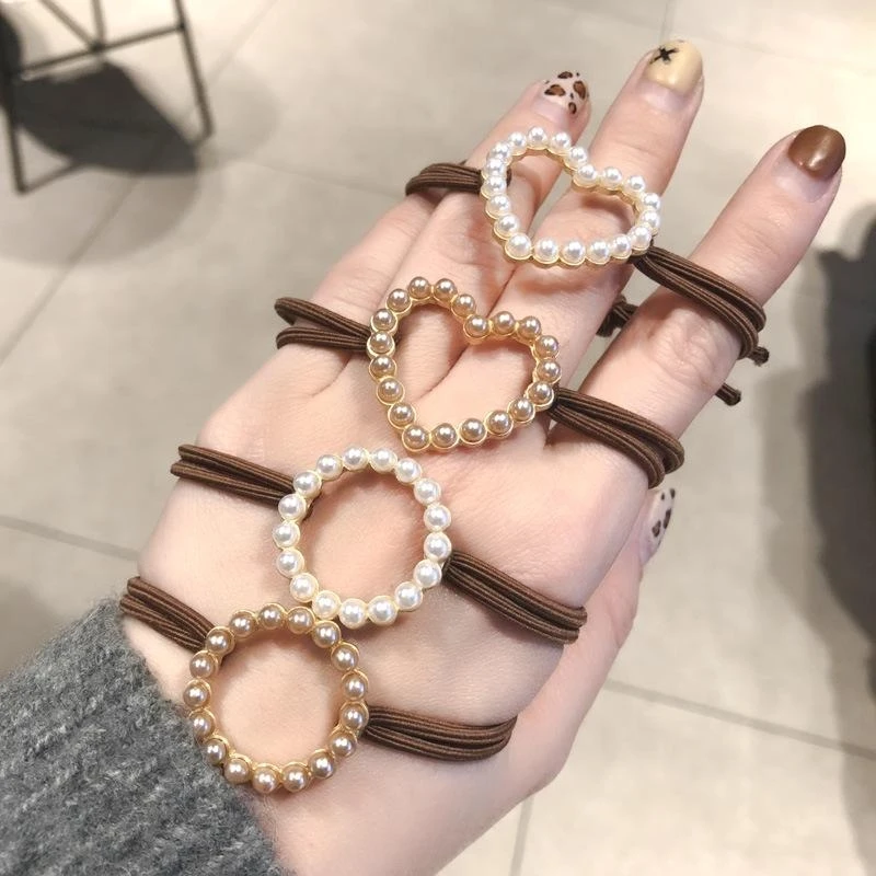 New Beautiful Pearl Hair Rope Adult Fine Ball Head Rope Hair Ring for Women