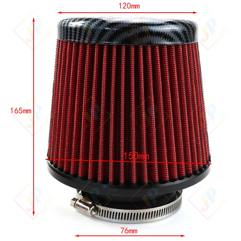 New Carbon graining 76MM 3 Inch High Flow Car Air Intake Filter Induction Kit Universal Car Accessories Tapered Air Filters