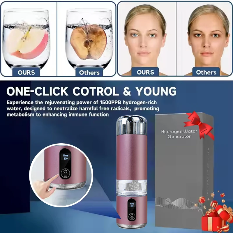 8000PPB Hydrogen Alkaline Drink Water Filter Hydrogen Ionized Water Machine Cup Hydrogen Generator Portable Water Ionizer Health