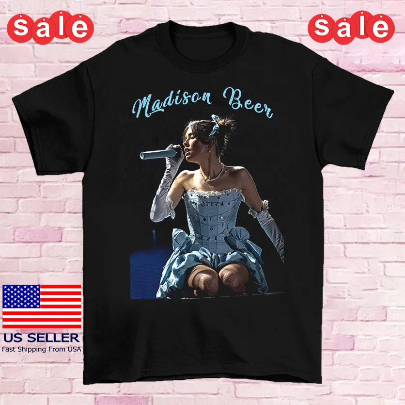 تي شيرت Madison Beer Live In Concert للجنسين من القطن بالحجم الكامل AL171
