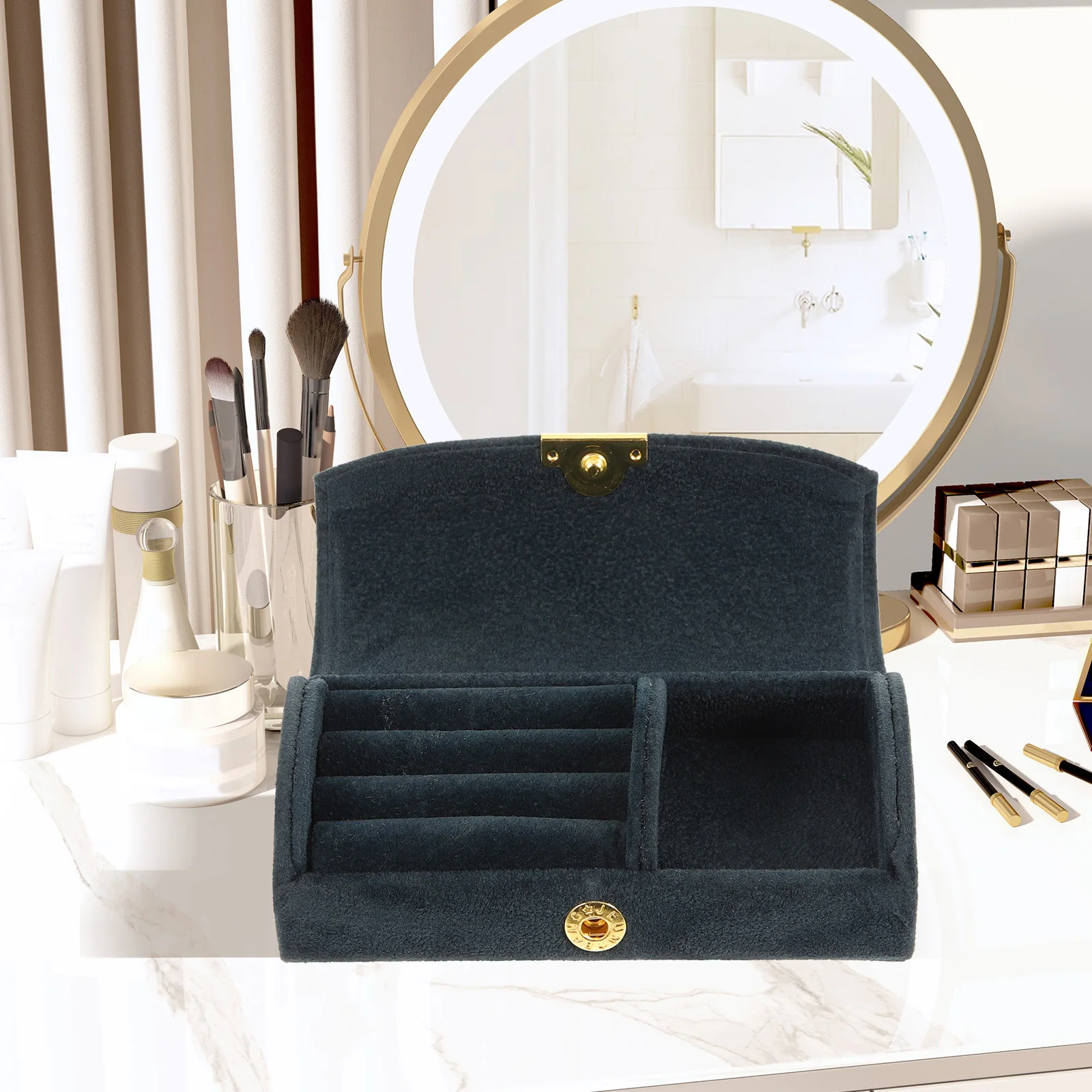 Jewelry Storage Box Arch-Shaped Design Scratch-Proof Travel-Friendly Earring Organizer For Bracelets Necklaces Trinket Case