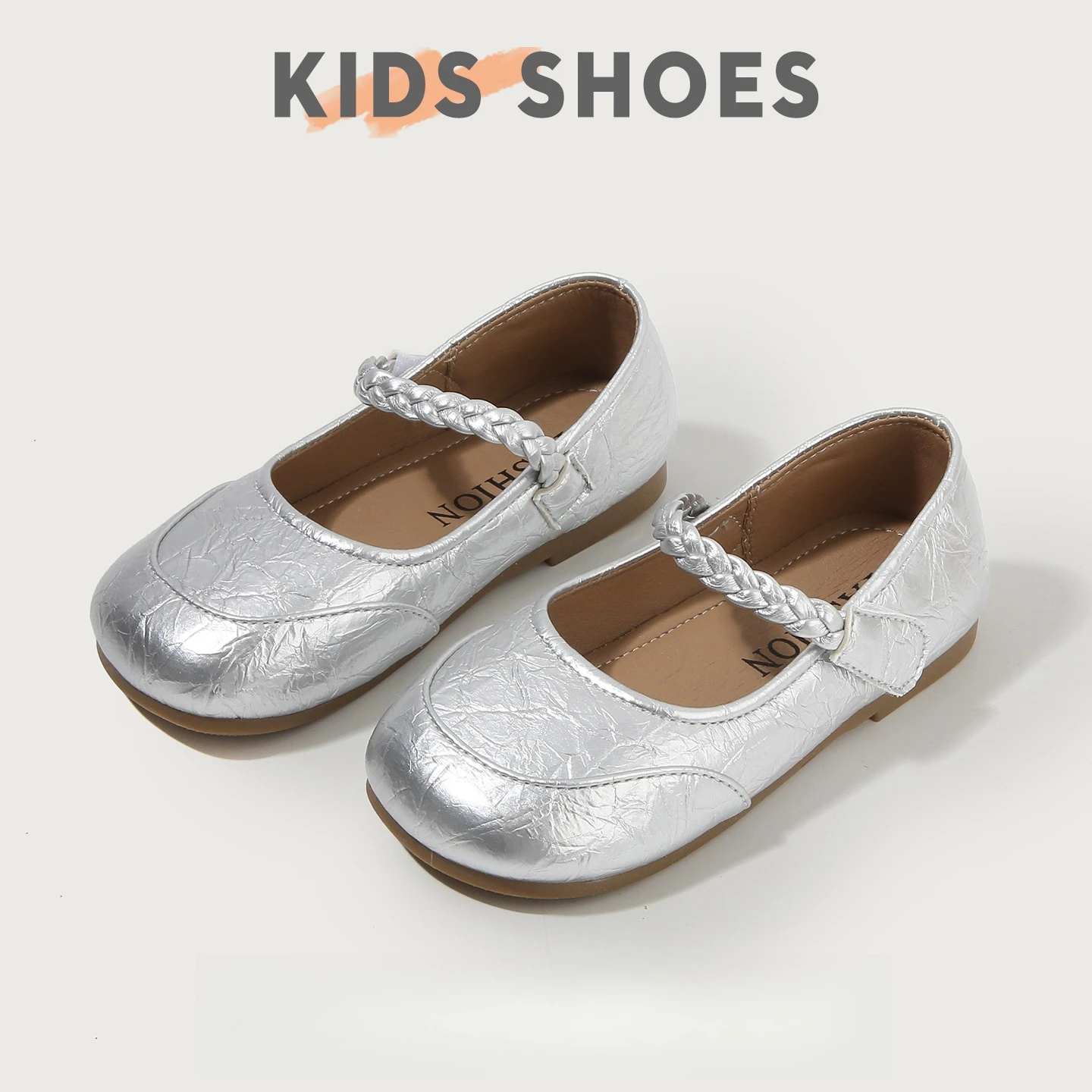 Toddler Girls Ankle Strap Leather Shoes 2026 New Spring Kids School Dance Shoes Soft Sole Simple Princess Girls Party Daily Wear