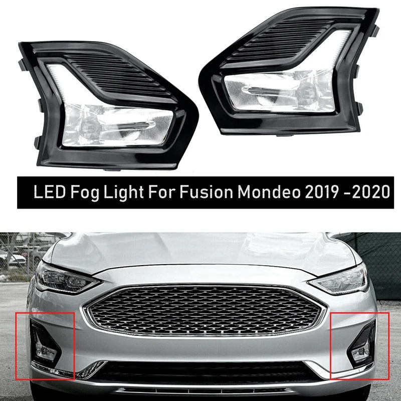 

Car LED Front Bumper Fog Light /Driving Lamp Kit With Bezel Covers & Wiring For 2019-2020 Ford Fusion/Mondeo