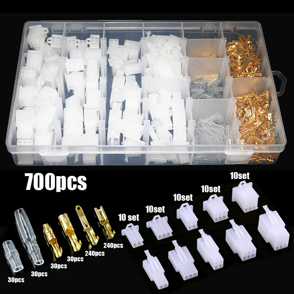 700Pcs Car Motorcycle 2.8mm 2/3/4/6/9 pin Automotive Electrical Male Female Cable Terminal  Plugs Wire Connector Kit