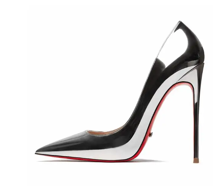 

Size 47Black Patent Leather High Heels 12cm Women Pointed Toe Stiletto Heels New Autumn Sexy Single Shoe Ladies Pumps