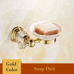 Crystal Toilet soap disher, Gold Toilet Bathroom Accessories Zinc Alloy hanger Wall Mounted with soap disher Retro design