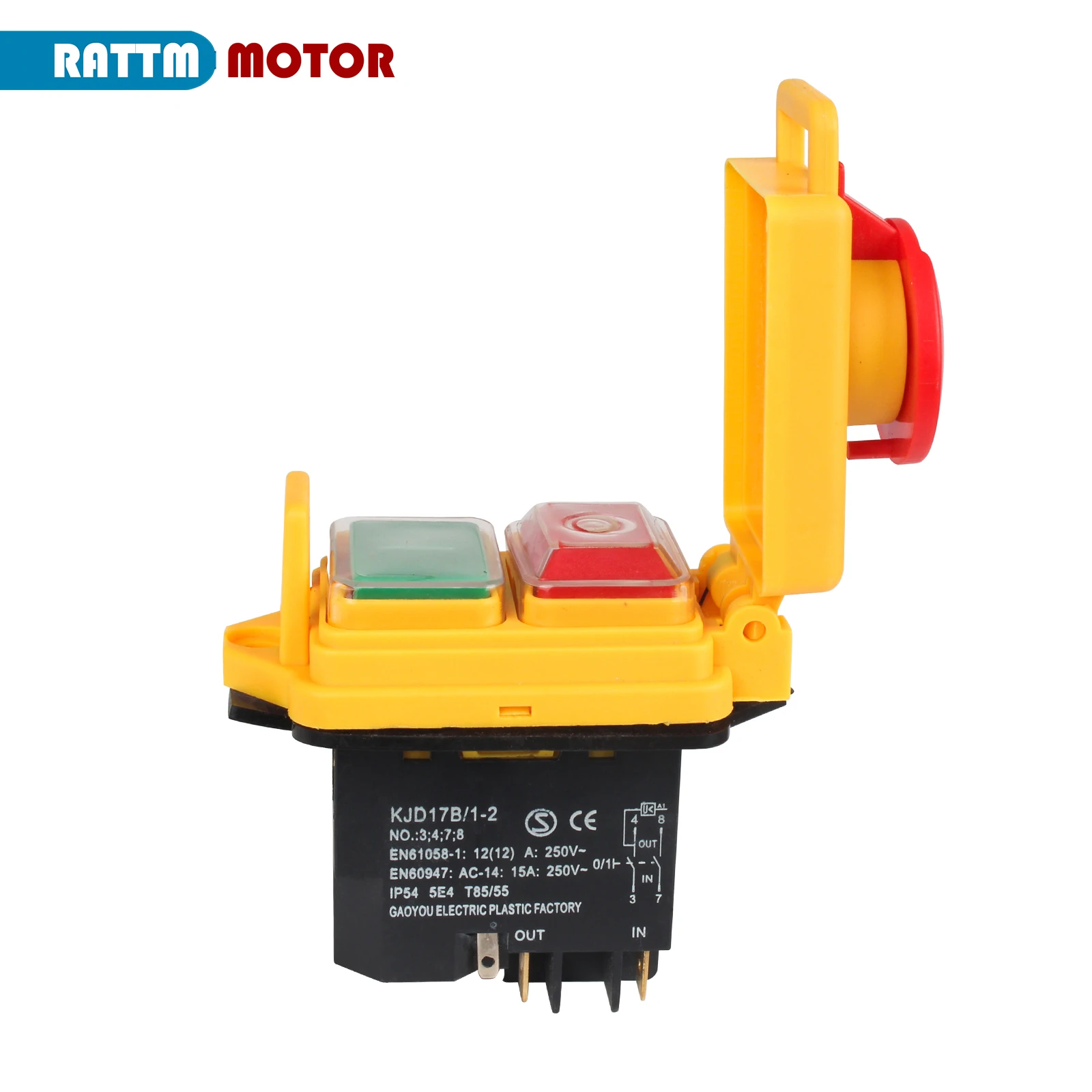 เครื่องกลึงขนาดเล็กอุปกรณ์เสริม KJD17B/1-2 4 PIN สวิตช์หยุดฉุกเฉิน ON-OFF Momentary รีเซ็ต Push ปุ่ม