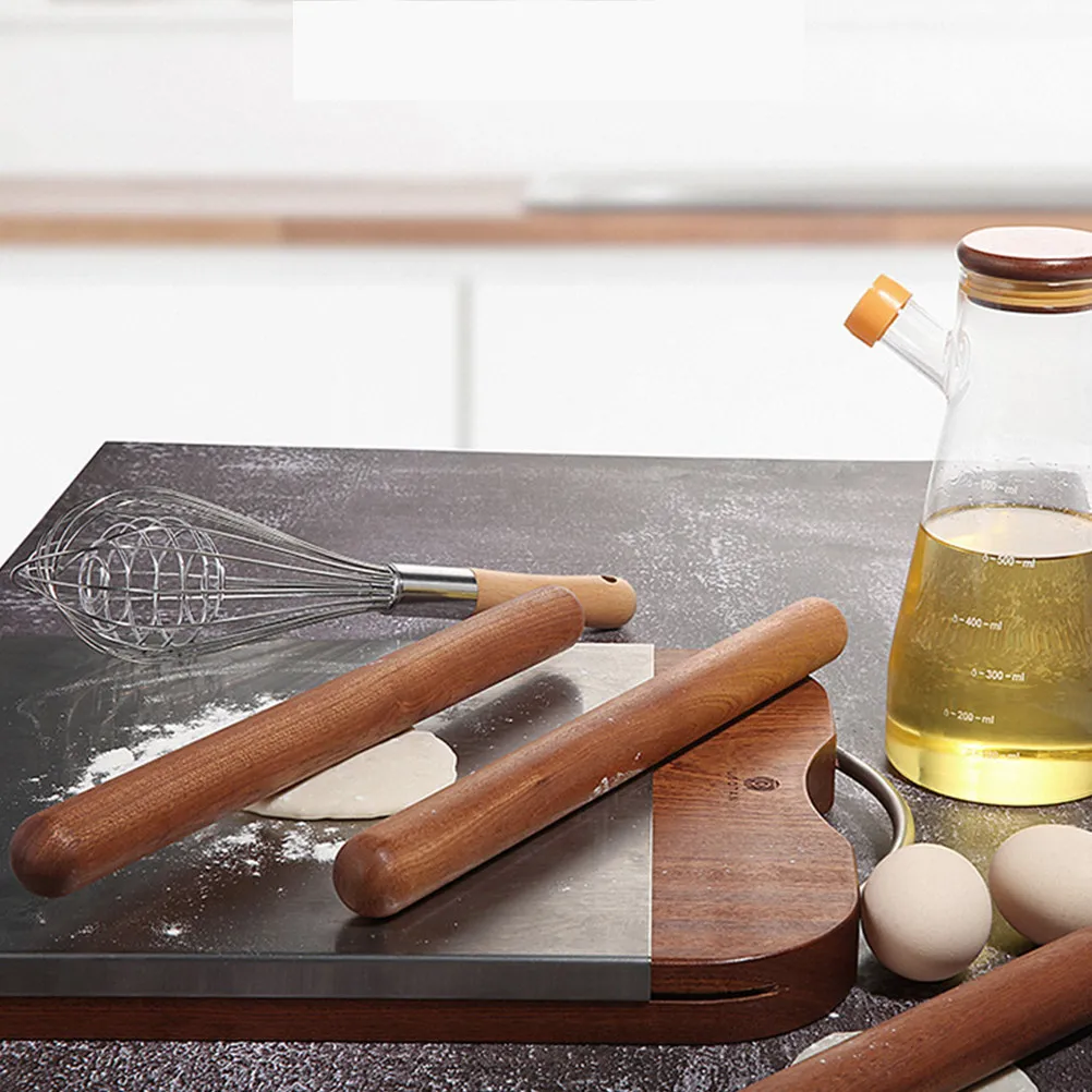 Premium Solid Wood Rolling Pin 30x3cm Non-Stick Surface for Fondant Sugar Paste Marzipan Dough Pizza Bread Noodles Baking