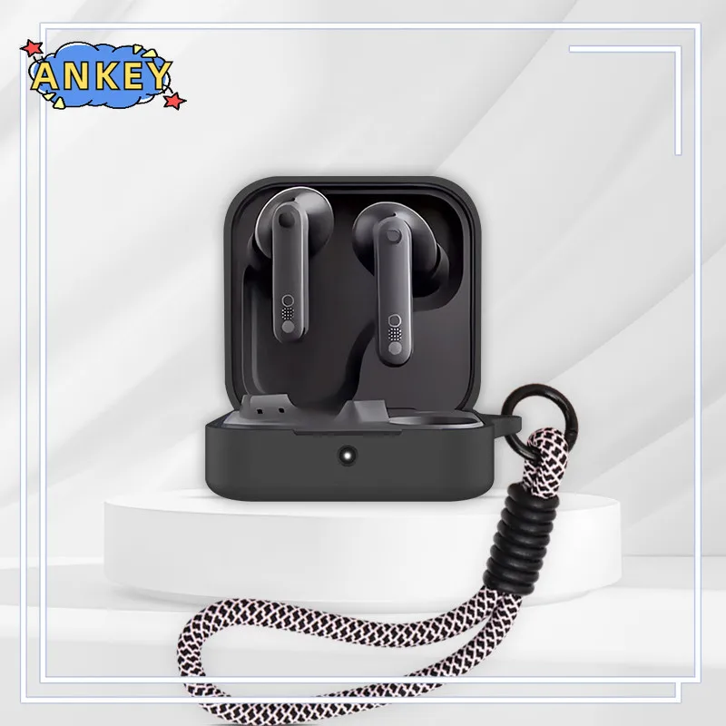 for CMF by Nothing Buds 2 Plus Case Silicone Protective Earbuds Cover Nylon Lanyard Soft Shell