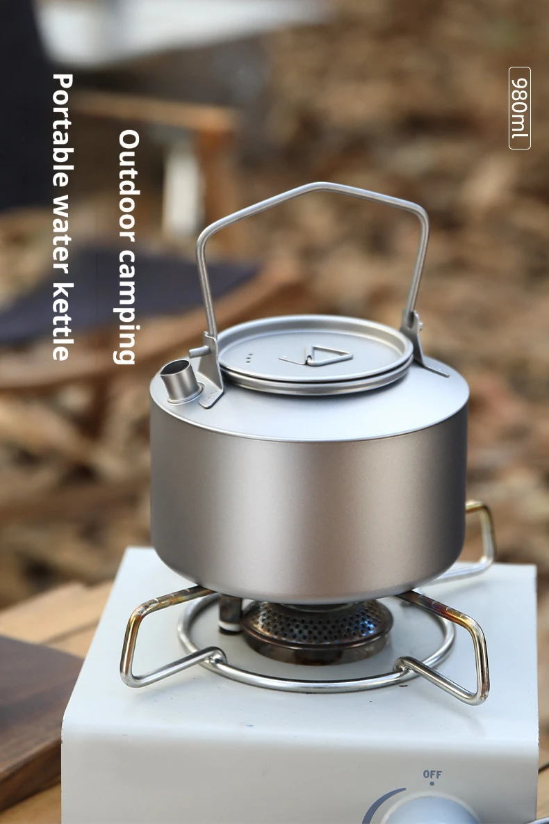 

Титановый чайник с откидной ручкой, 1 шт., для походов, путешествий, кемпинга, кофейник, чайник для чая, посуда для пикника, 1 л