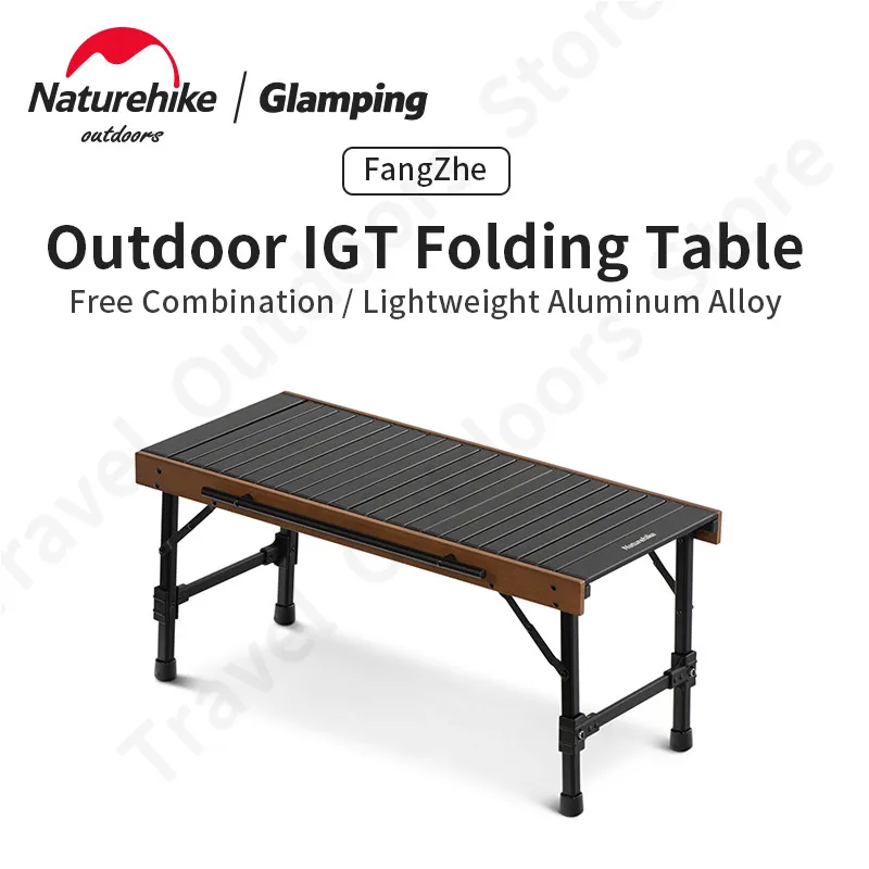 

Naturehike IGT Camping Table Outdoor Portable Aluminum Alloy Beech Picnic BBQ Folding Cooking Stove Desk with Storage Bag