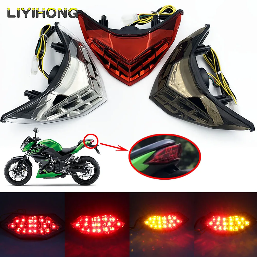 For Kawasaki Ninja 250 300 EX300 2013 2014 2015 2016 2017 Rear Taillight Tail Brake Turn Signals Integrated Led Light