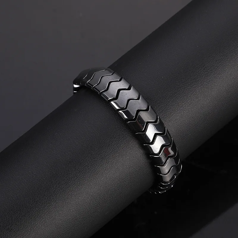 Weight Loss Magnetic Power Therapy Bracelet for Men Women W Shape Black Hematite Stone Beads Stretch Health Care Couple Jewelry