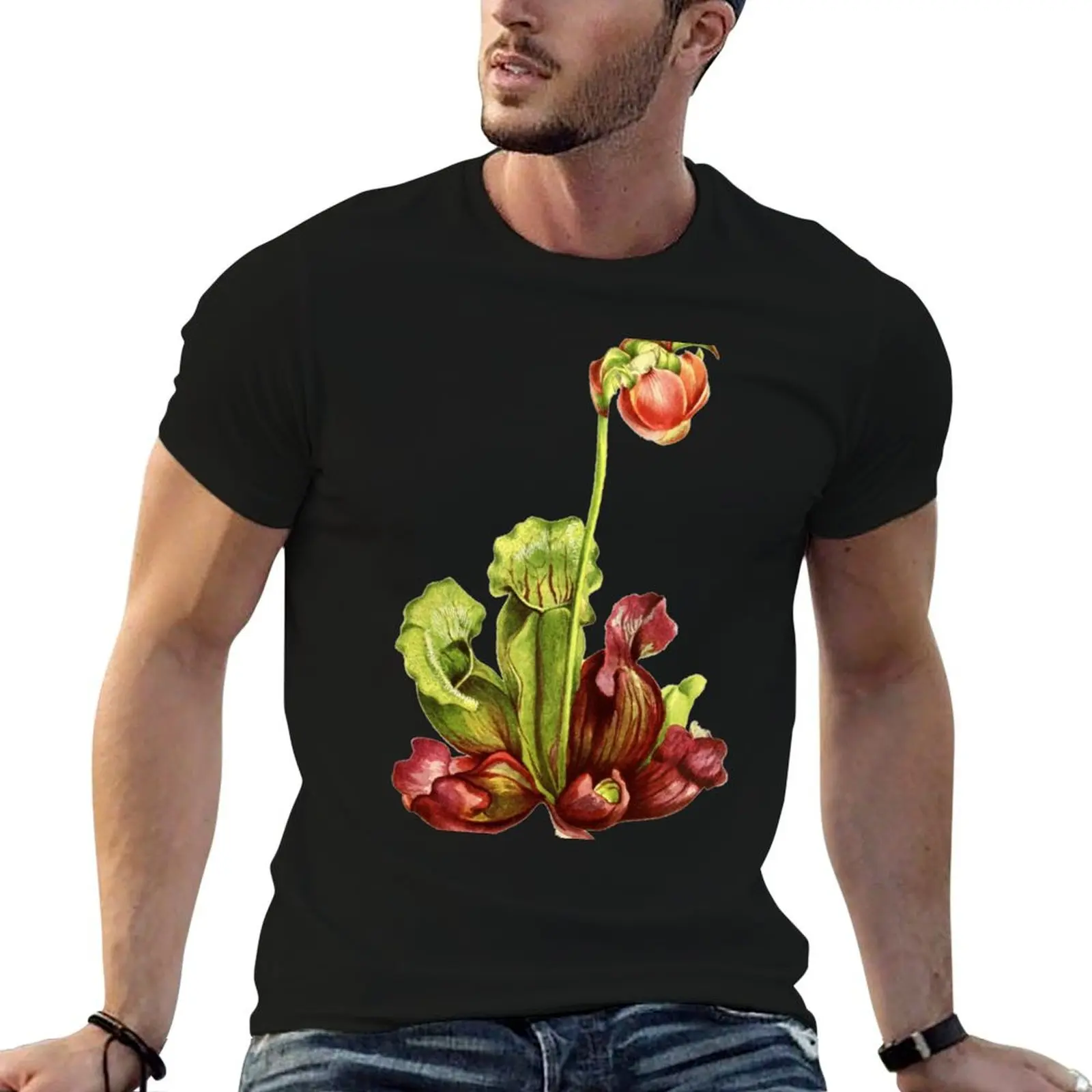 Camiseta Sarracenia purpurea-The Purple Pitcher Plant, camisetas de anime para hombre, camiseta de verano