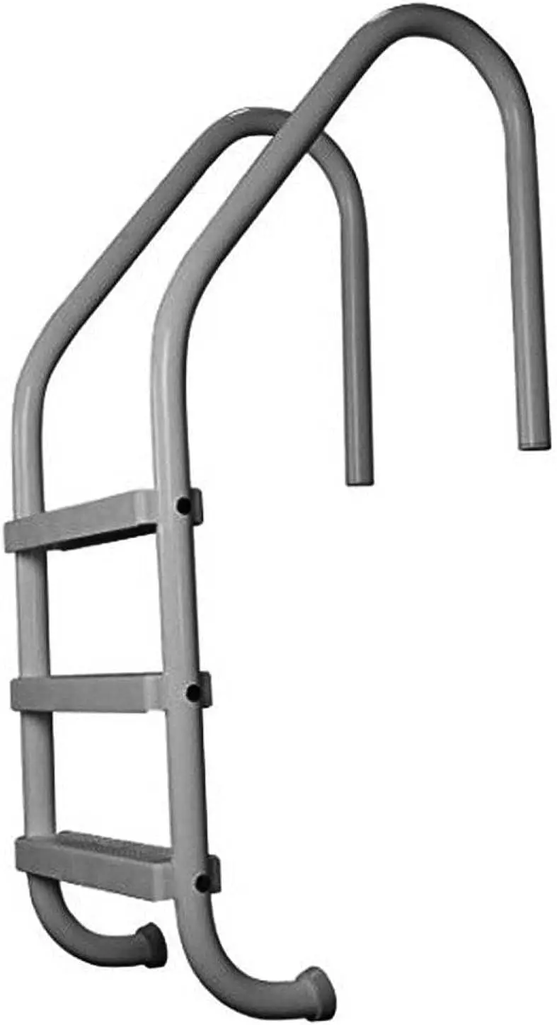 

3 Rung Step Ladder Metal Swimming Pool Handrail with Polymer Coat Finish for Fresh and Saltwater Inground Pool, Graphite Gray