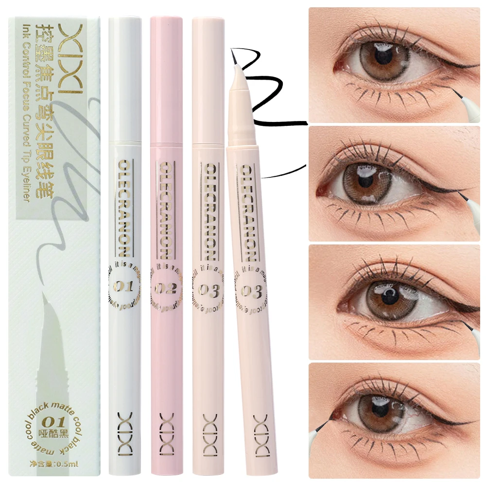 Ultra-Dunne Eyeliner Pen Waterdichte Controle Inkt Focus Gebogen Tip 18 ° Eyeliner Niet Vegen Eyeliner Lagere Wimper Potlood Make-Up