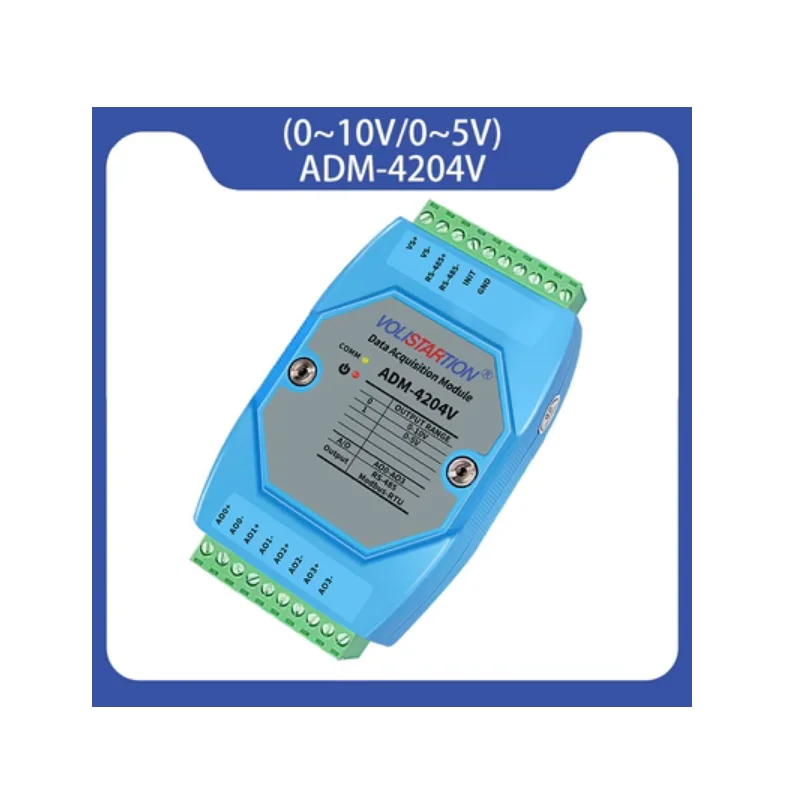 ADM-4204C/ADM-4204V 4-channel analog output module RS-485 to 0-20mA/4-20mA/0-10V/0-5V Modbus RTU Protocol