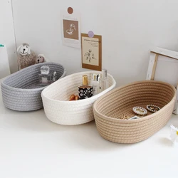 Cotton Rope Woven Storage Baskets Cosmetics Desktop Organizer Table Top Sundries Key Bedside Storage Basket