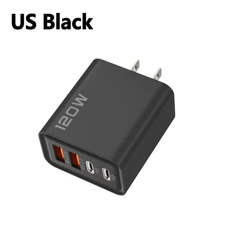 4-Port 120W Ladegerät USB C PD Quick Charge 3.0 Typ C USB Telefonladegeräte Schnellladegerät für iPhone Samsung Xiaomi Huawei