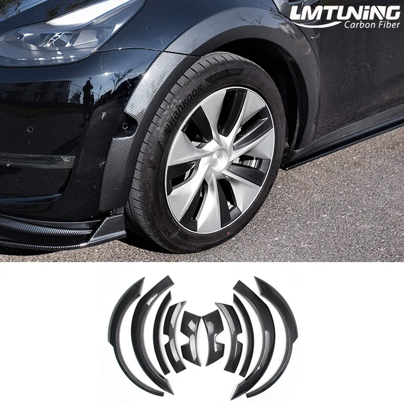 

For 2023 21 22 Tesla Model Y Wide Body Kit ABS Carbon Fiber Splash Guard Mudguard Exterior Trim Cover Spoiler Wheel Accessories