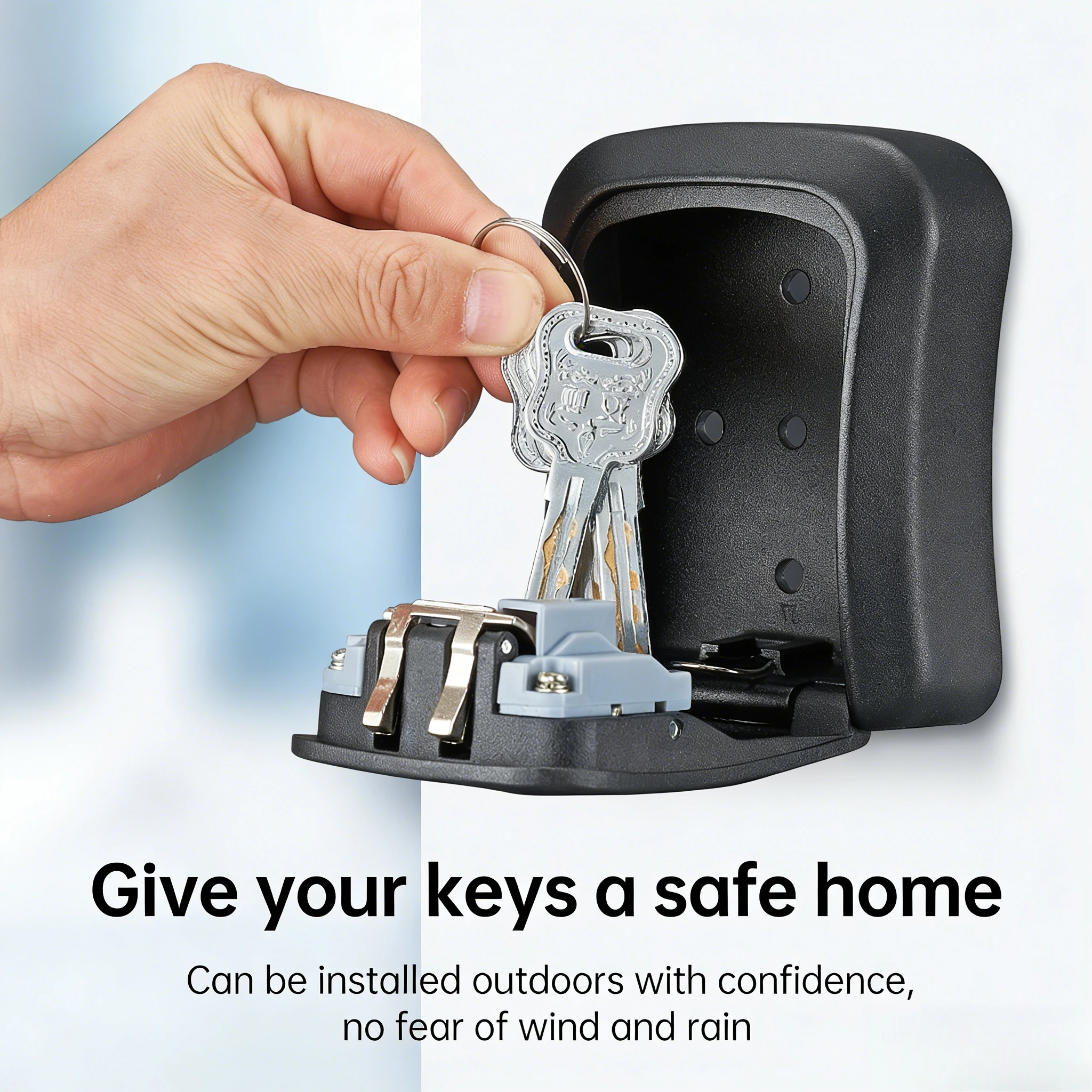 LUXROB Key Lock Box 4-digit Code Password Storage Key for Home Wall Mounted Anti-theft Waterproof Outdoor Knob Safe Key Box
