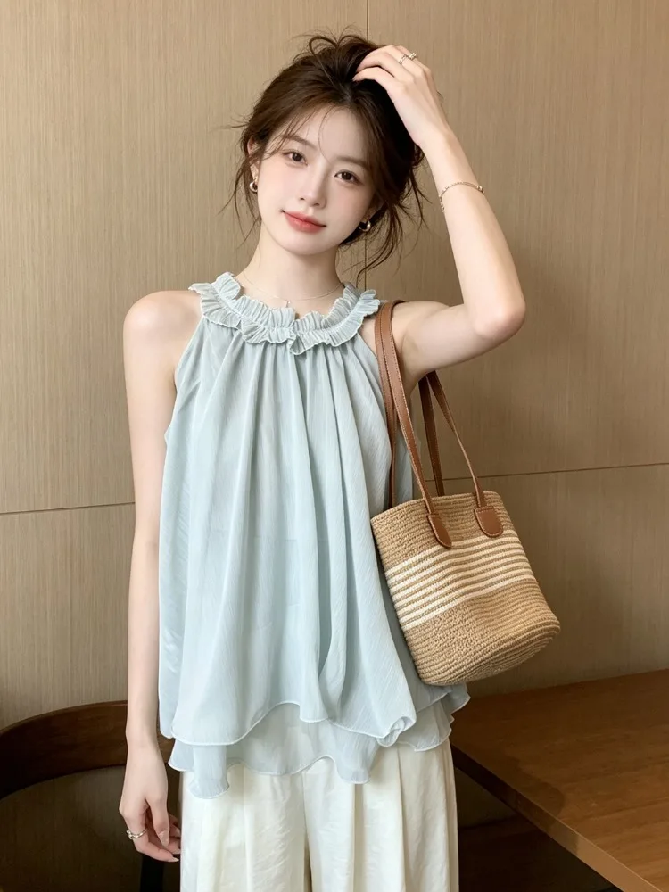 

Summer Slim Fit Strapless Crop Top Women's Design Sensation Outerwear Spicy Shoulder Baring Sleeveless Shirt Citywalk Elegant...