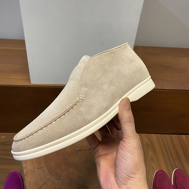 Hochgeschnittene Loafer für Damen, Frühjahr 2026 Neu, Große Größen 44-47, Retro Flache Slip-on Stiefeletten, Paar-Freizeitschuhe