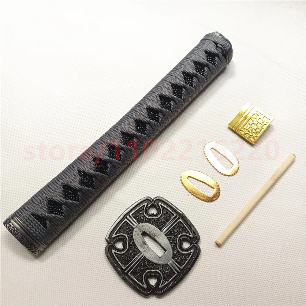 26cm Tsuka Handle Hilt Alloy Tsuba Handguard Guard Habaki Seppa For Real Japanese Japan Samurai Katana Sword Fittings Parts New