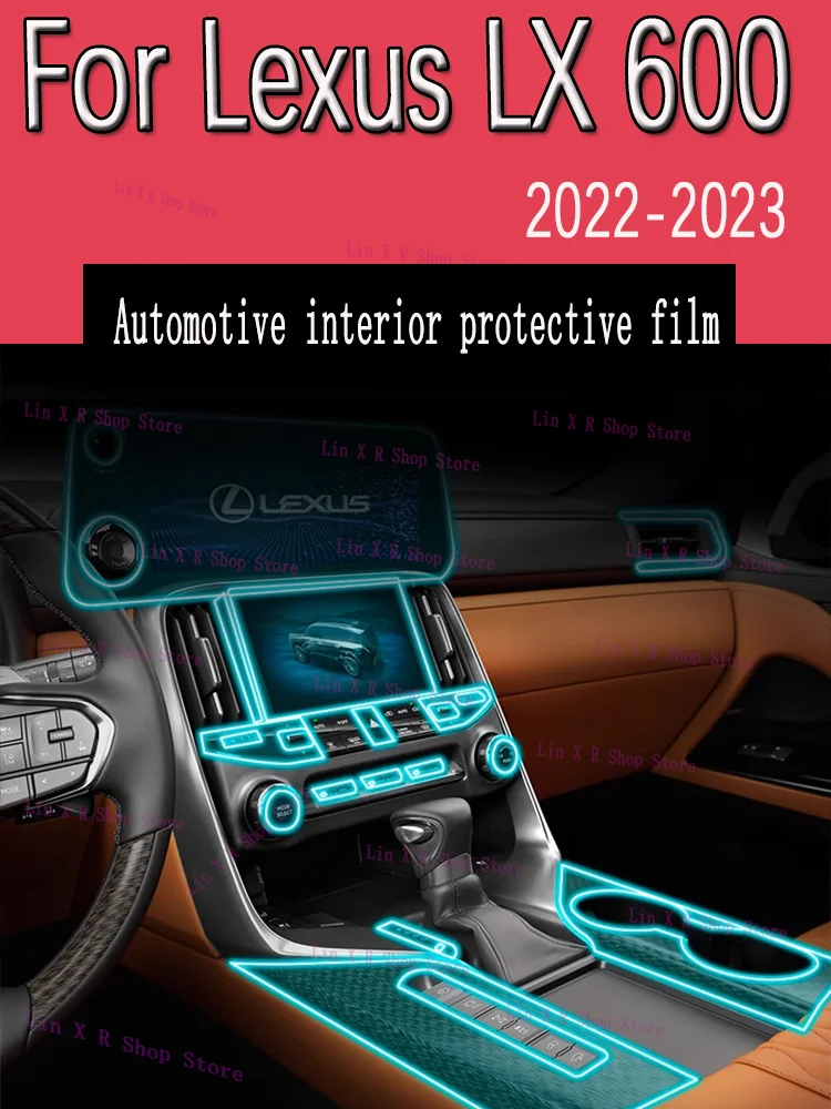 

For Lexus LX 600 2022 2023 Navigation Center Console Gear Panel Screen TPU Car Interior Protective Film Anti-Scratch Sticker