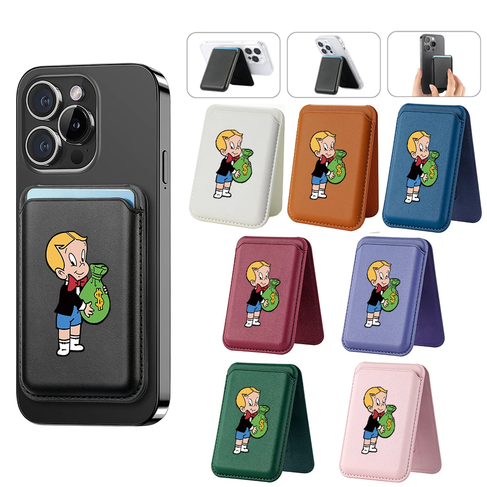 Deluxe upgrade Magnetic PU Leather purse Hide Stand for iPhone 16 15 14 13 Luxury Dollar MonopolyS Card Bag Holder Cover Off