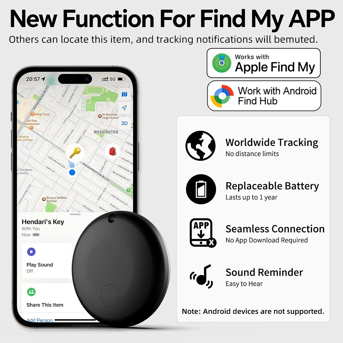 Smart Tracker Tags Item Locator for Android & iOS Bluetooth Tracker Smart Tags for Keys, Luggage Wallet Anti Lose Global Locator